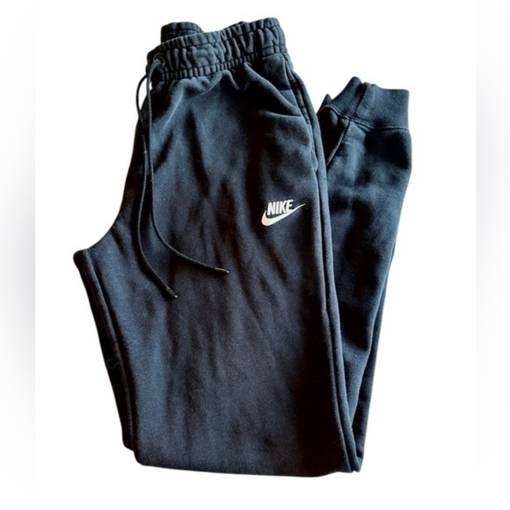 Nike Lightweight Fleece Joggers - Mens Size Small - Black with White Logo
